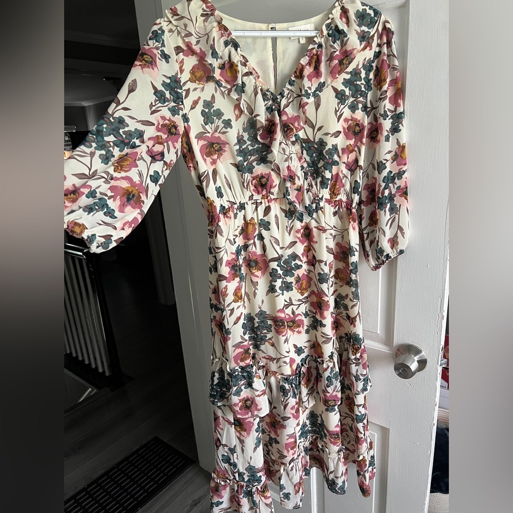 Bohme Ruffle Floral Print Dress, Size S